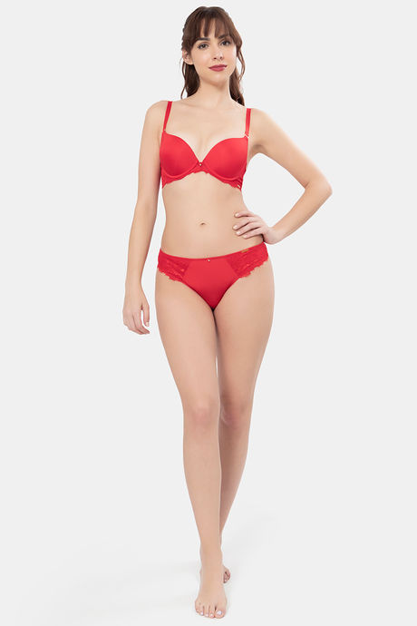 Amante Padded Wired Low Coverage Push-Up Bra - Spanish Red — image 5